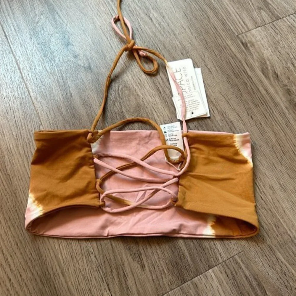 L*Space Beach Wave Bikini Top Stripe Tie Dye Size S NWT